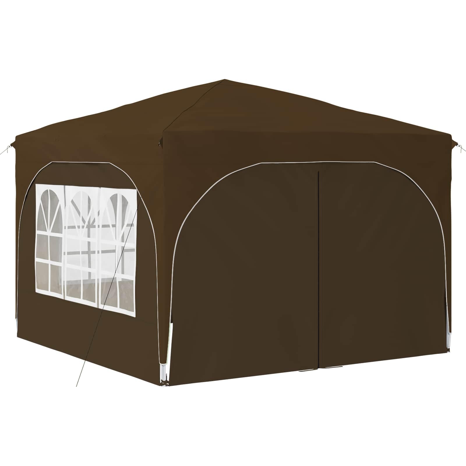 Namiot imprezowy Pop-up 290 x 290 x 245 cm, kolor taupe, składany i składany, z ochroną przed promieniowaniem UV, wodoszczelny namiot ogrodowy do użytku na zewnątrz, na kemping, taras i do