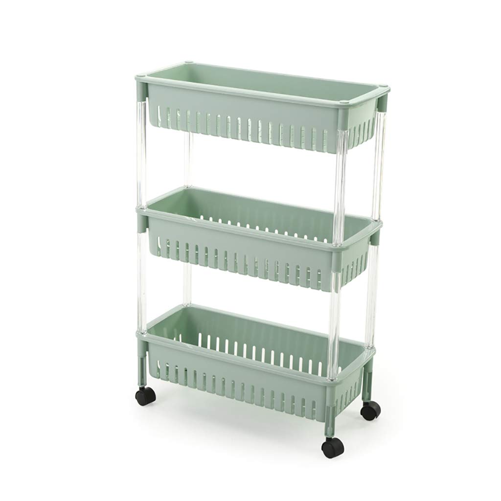 3/4 Tier Removable Slim Slide Out Pantry Storage Rack for Narrow Spaces Laundry Bathroom Kitchen Green (Size : 46.5 * 21.5 * 68.5CM)