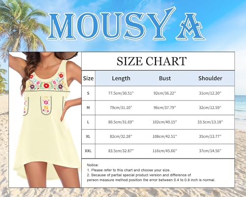 Image of MOUSYA Women Mexican Embroidered Dress for Women Summer Tank Dress Boho Dress Casual Sleeveless Sundress