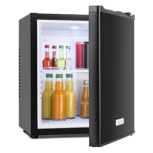 Klarstein Mini Frigo da Camera, Frigo Portatile da Camera, Frigorifero Piccolo da Ufficio, Mini Frigo Bar da Camera con LED, Ripiani Rimovibili, Mini Frigo Portatile Campeggio e Skin Care 5-15°C, 23L 23 L Nero