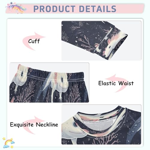 Pajama Sets Long Sleeve Cute Axolotl in Darkness Soft Comfy Sleepwear 2 Piece PJS 3-8T4