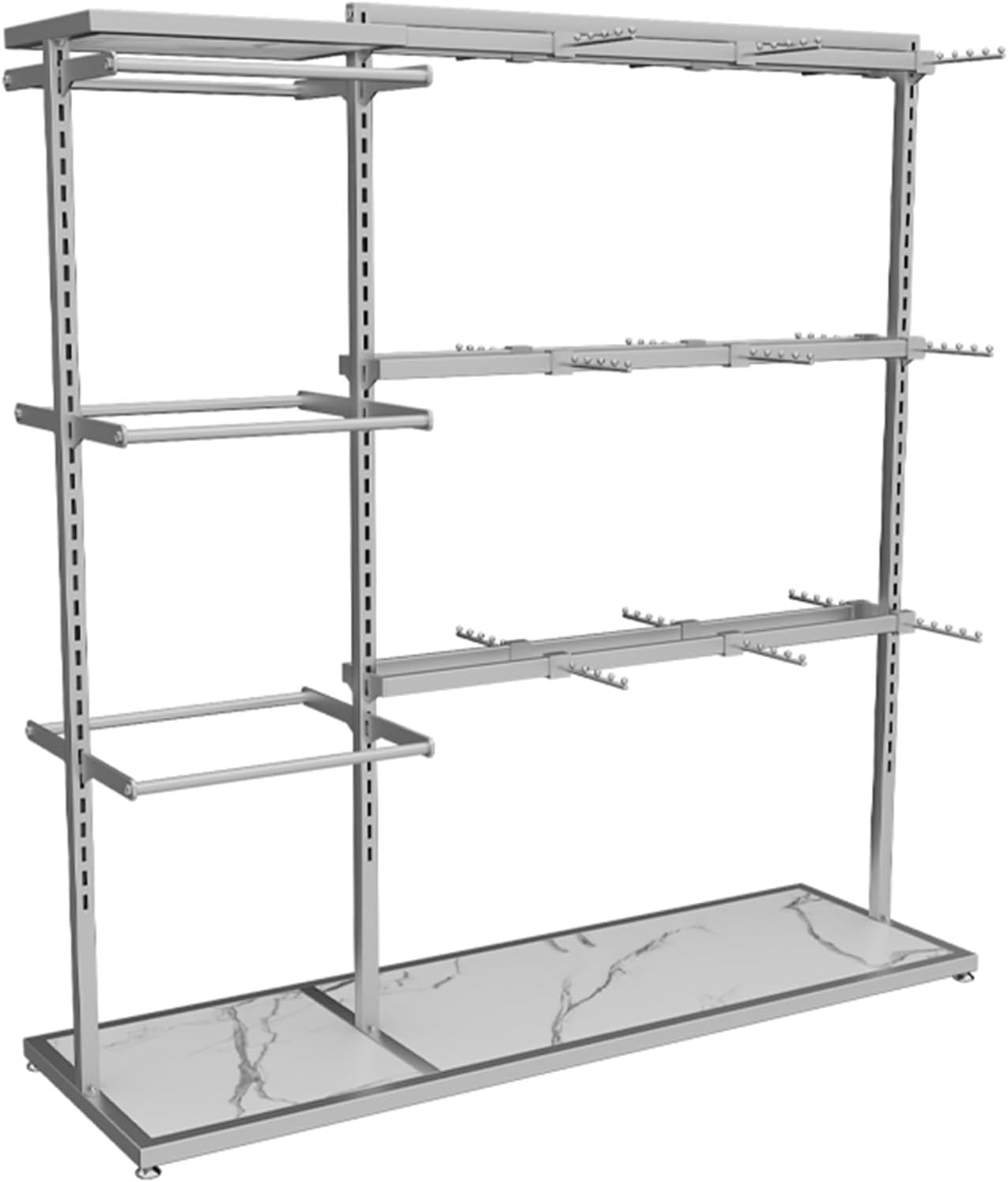 Boutique Underwear Retail Display Racks, Garment Rack, Floor-Standing Bra Slippers Socks Shorts Accessories Storage Shelf, Clothing Store Commercial Shelves ( Color : Silver , Size : 130x40x130CM/51.1