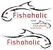 3 Fishoholic Waterproof Fish Decal Sticker 3 Stickers Total. Great Gift for Fishing Fresh & Saltwater Ocean or Put on Window Bumper Boat Coffee Mug for Fishaholic Fisherman. (3-WhtRED-11x5)