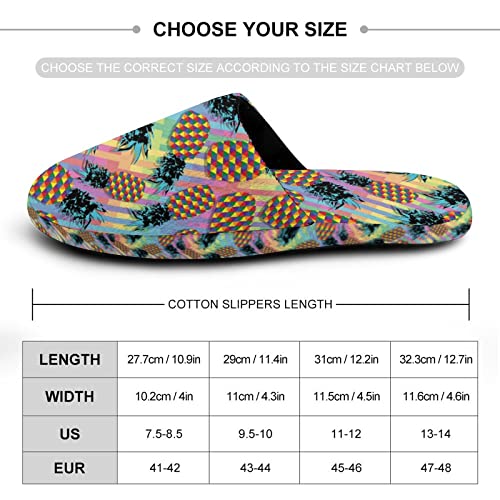 Hjfyfv Memory Foam Cotton Slippers Colorful Pineapples House Slippers For Men Teen Boys Anti-Slip Sole Bedroom Shoes Warm Plush Clog Slippers For Indoor Kitchen Office Garden 11-12Us #TOP2