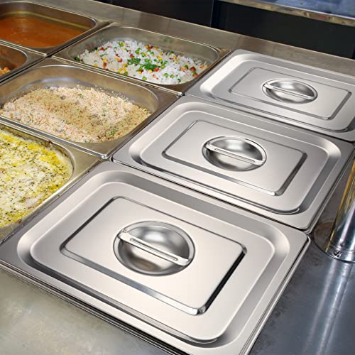 8 Pack Stainless Steel Hotel Pan Lids Metal Steam Prep Table Pan Covers with Handles Bulk for Commercial Restaurant Buffet Catering Roasting Food Trays(12.8 x 10.4 Inch, 1/2 Half Size) - Thumbnail 7