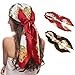 2 PCS Women's Large Satin Square Silk Feeling Hair Scarf 35 x 35 inches