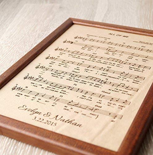 Leather Engraving, Music Notes Sheet Engraved On Real Leather, 3Rd Wedding Anniversary Gift, Leather Picture, Custom Engraving #TOP2