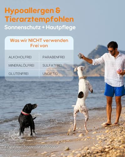 GJYC PET Sonnenschutz Hund - 3-in-1 Sonnenschutzspray SPF 25│ Schützt, Beruhigt & Pflegt │ Schnelltrocknend, Wasserfest & Transparent │ Outdoor-Essential für Hunde