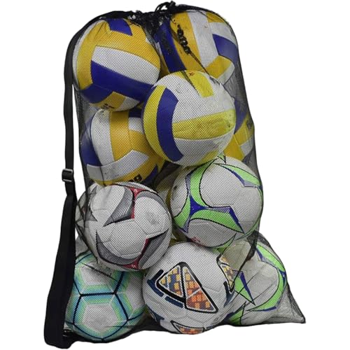 Bolsa de malha para bola de futebol, bolsa de malha extra grande de 102 x 73 cm, cordão com alça ajustável, resistente para basquete, vôlei, academia, equipamentos de natação