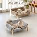 MEWOOFUN Erhöhtes Katzenbett Sofa aus Holz, 56x45cm robust großes Katzensofa – modischer Katzenstuhl mit abnehmbarem Matratzenbezug Belastbar mit 10 kg (Braun, 70x53cm)