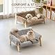 MEWOOFUN Erhöhtes Katzenbett Sofa aus Holz, 56x45cm robust großes Katzensofa – modischer Katzenstuhl mit abnehmbarem Matratzenbezug Belastbar mit 10 kg (Braun, 70x53cm)