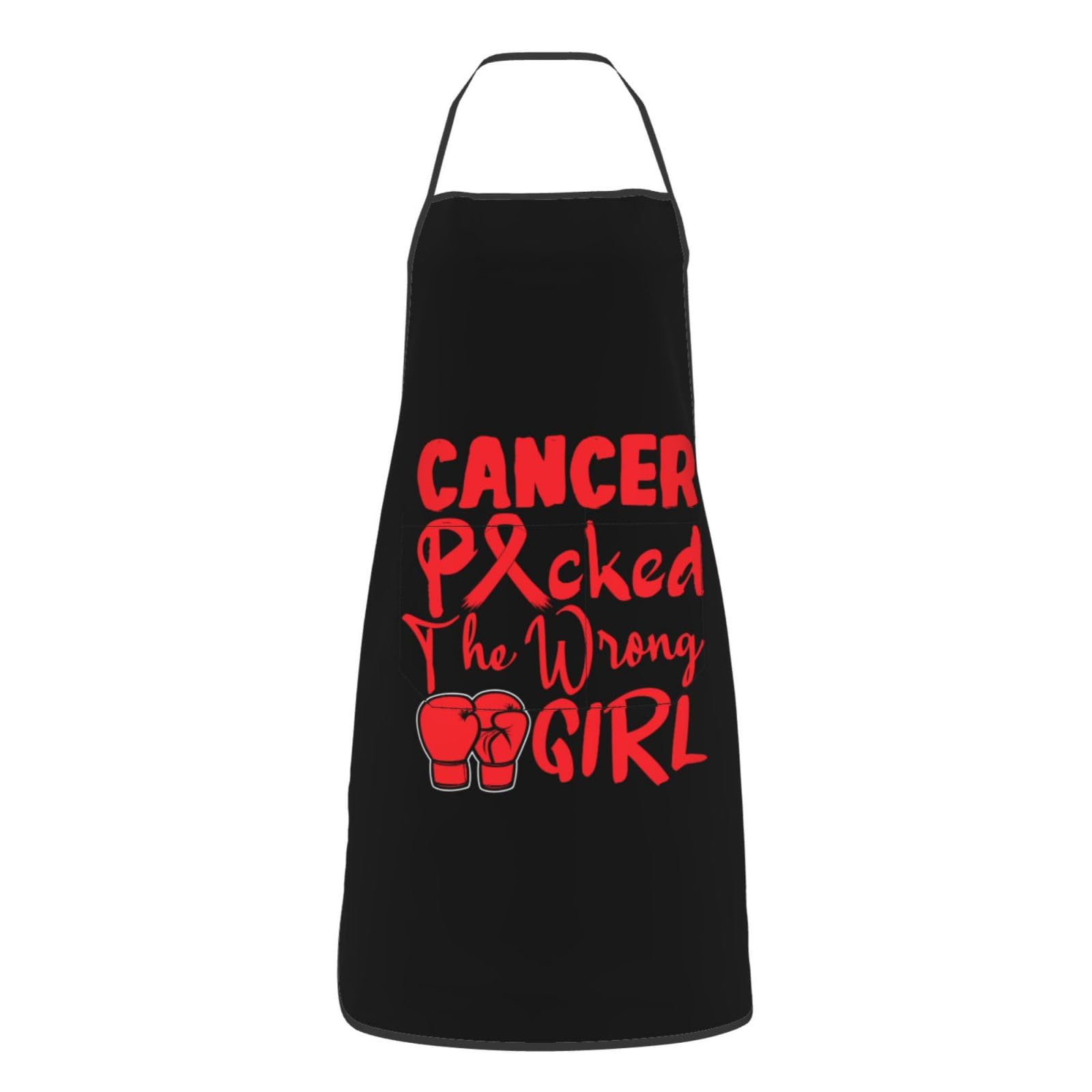 nopicsn Cancer Picked The Wrong Girl Aids Apron for cooking with Pockets Women Men Kitchen Chef Funny Aprons