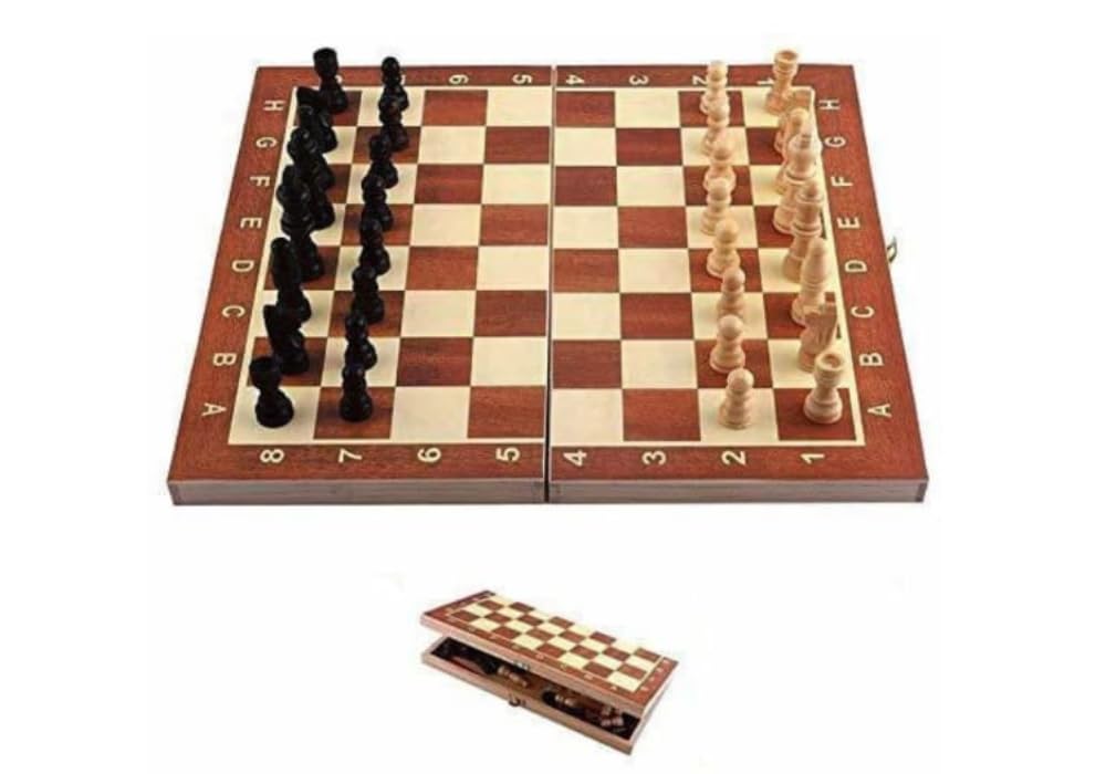 TR Sports 13"X13" Wooden Fold-able Chess Game | Storage for Wooden Chess Pawns 3 cm Chess Board (Brown) (B0DJBJVQBT) Amazon Price History, Amazon Price Tracker