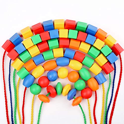 BMTOYS Lacing Beads for Kids - 70pcs Threading Beads Occupational Therapy Toys for Kids Fine Motor Skills Developmental Activity OT Toys - Image 4