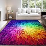 Multicolor Alfombras para Sala de Estar, Lavables, Antideslizantes 160 x 230 cm, Dormitorio Cocina Comedor Alfombra de Interior de Pelo Corto Fantasía Vibrante Geométrico Mandala Alfombras