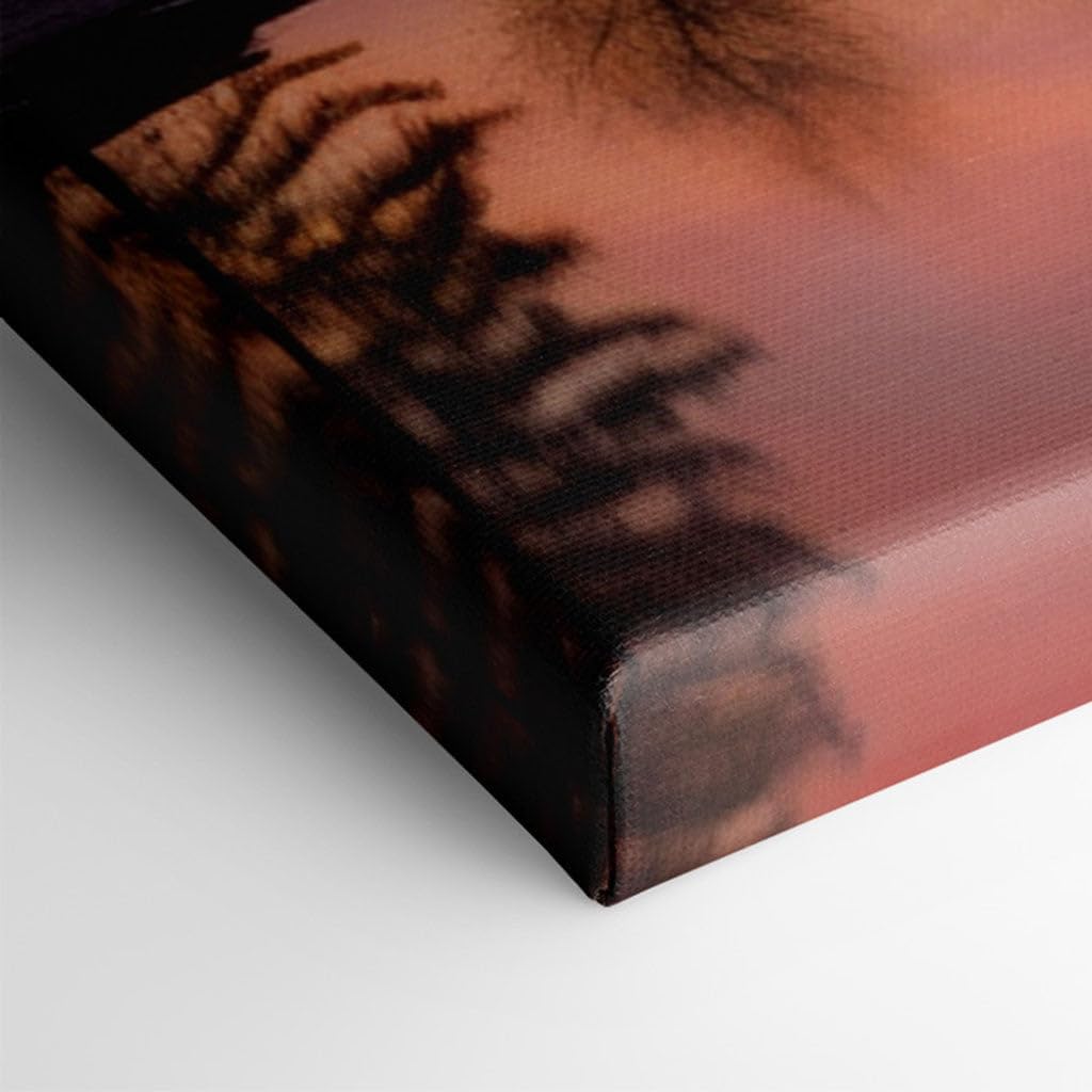 Canvas for Living room. Reflective Glory of Snow Peaks Serenity at Dusk, 27 x 18 inch Canvas Wall Art - Surrealistic Visions - Modern Home Decor