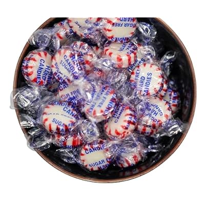 Sugar Free Peppermint Starlight Mints 1 lb Bulk Bag Individually Wrapped Red & White Peppermint Hard Candy LowCarb, Guilt Free Mints