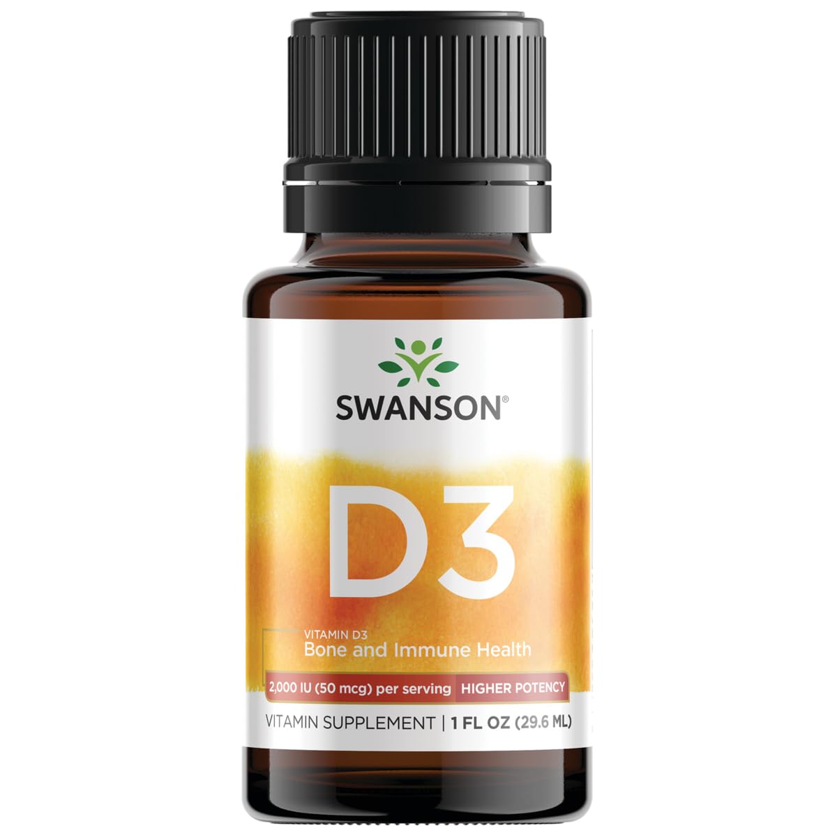 Swanson Vitamin D3 Liquid Drops 400 IU (50 mcg), 1 fl oz Liquid
