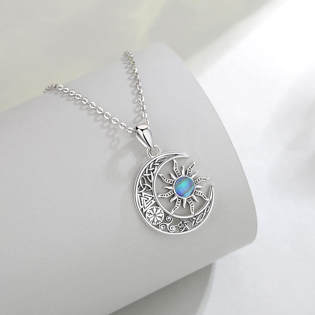 Collana in Argento Sterling con Luna e Stella per Donna, Frizzante CZ Pietra di Luna Mezzaluna Pendente Gioielleria Regalo per La Moglie Della Mamma Delle, Argento da 18"