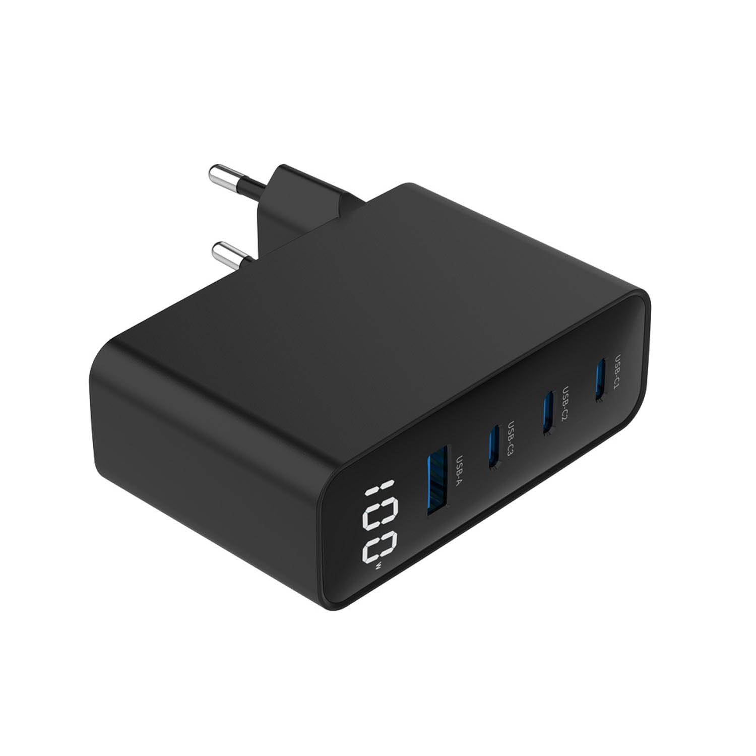 CARGADOR RAPIDO GEMBIRD USB GAN DE 4 PUERTOS 100 W LCD NEGRO