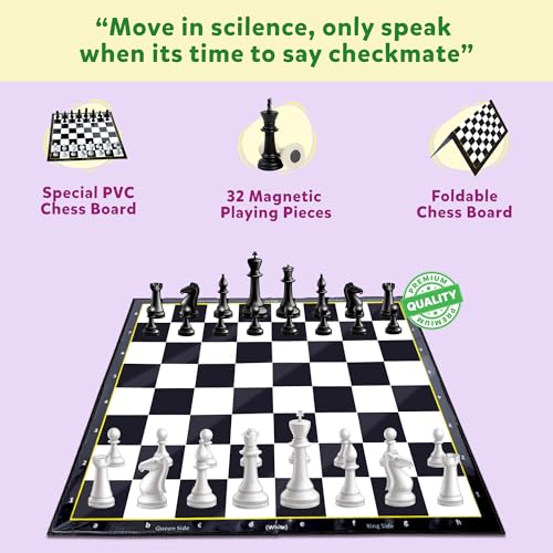 Image of Magnetic Chess Board Game Set for Kids & Adults | Educational & Foldable Chess Board (14 inch x 14 inch) | Travel Board Game Toys | Perfect for Gifting | Strategy & Mind Game for Kids