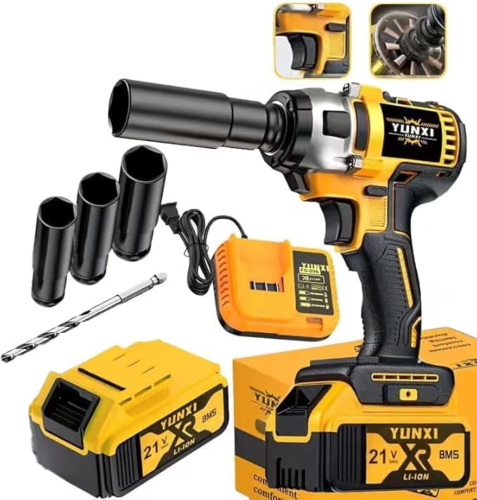 21V wireless impact wrench,Wireless drill/driver compatible with car (Battery 1+multiple accessories)