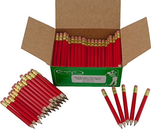 Demi-crayons de bois hexagonaux rouges pré-taillés pour score de golf, boîte de 144