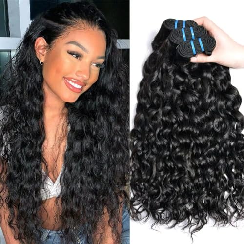 Ladiary Tissage Bresilien en lot 100% Meches Cheveux Naturel Brésilienne Water Wave Hair Bundles Tissage Naturel Couleur 3 faisceaux 14 16 18 pouce tissage...
