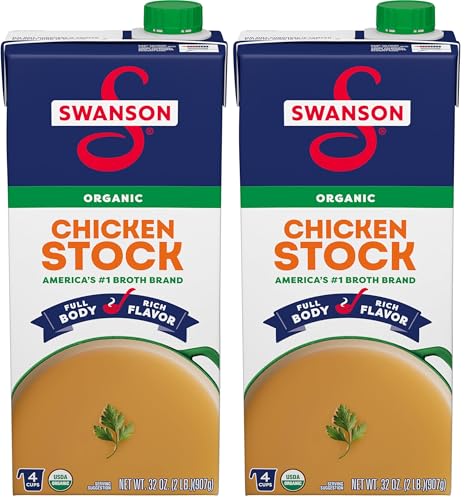 Swanson 100% Natural Organic Chicken Stock, 32 oz Carton (Pack of 2)