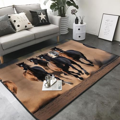 Tapis motif chevaux antidérapant pour sécuriser et réchauffer votre chambre - 3
