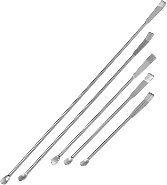 ULTECHNOVO 5pcs Micro Scoop Stainless Steel Lab Spatula Spoons Micro Laboratory Spoons Measuring Spoons Medical Pharmacy Lab Testing Spoons