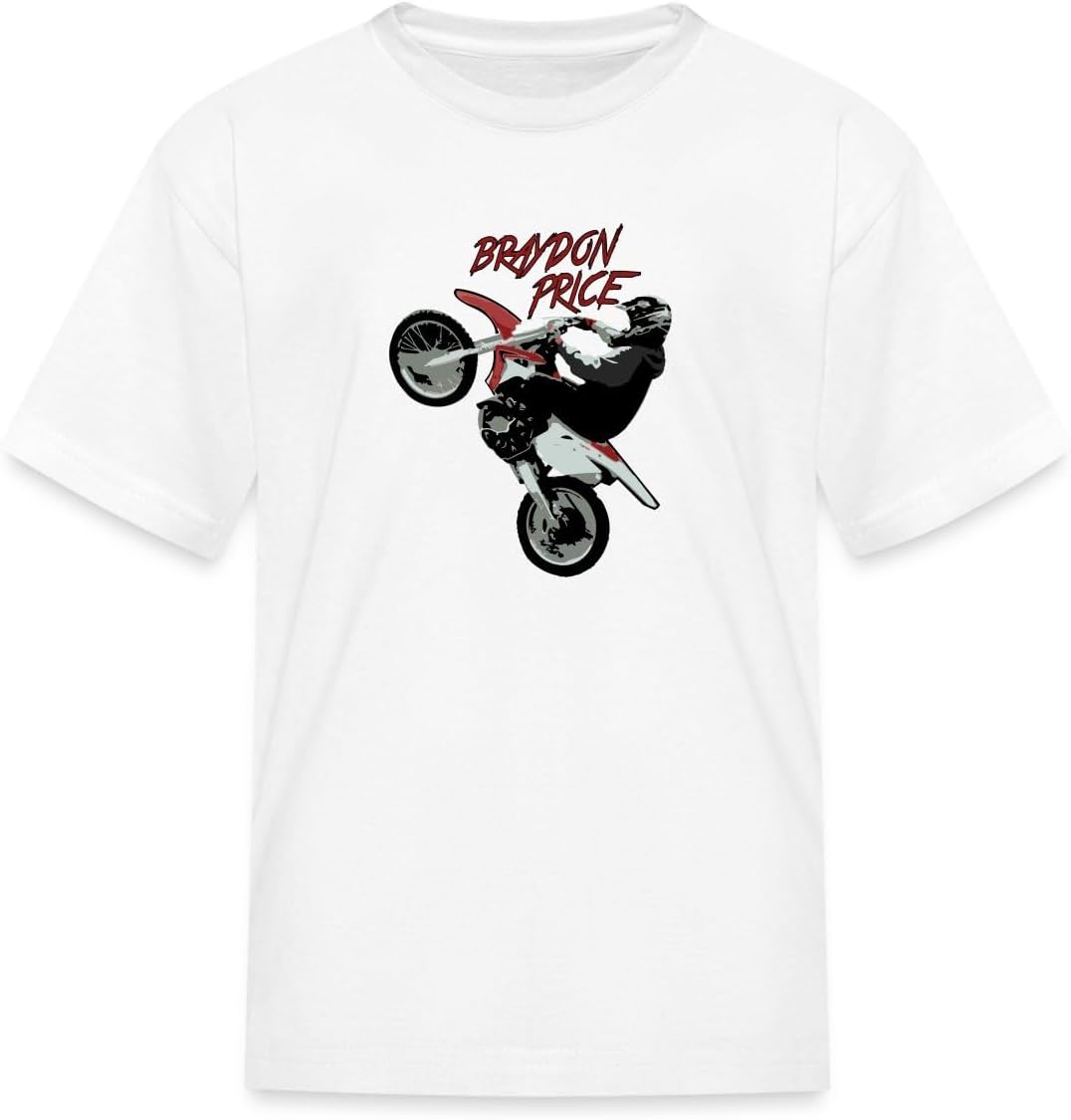 APSRA RETAIL Braydon Price Motocross Kids' T-Shirt Casual T-Shirt Half Sleeve Round Neck Printed Men's t Shirt(_XXL) White