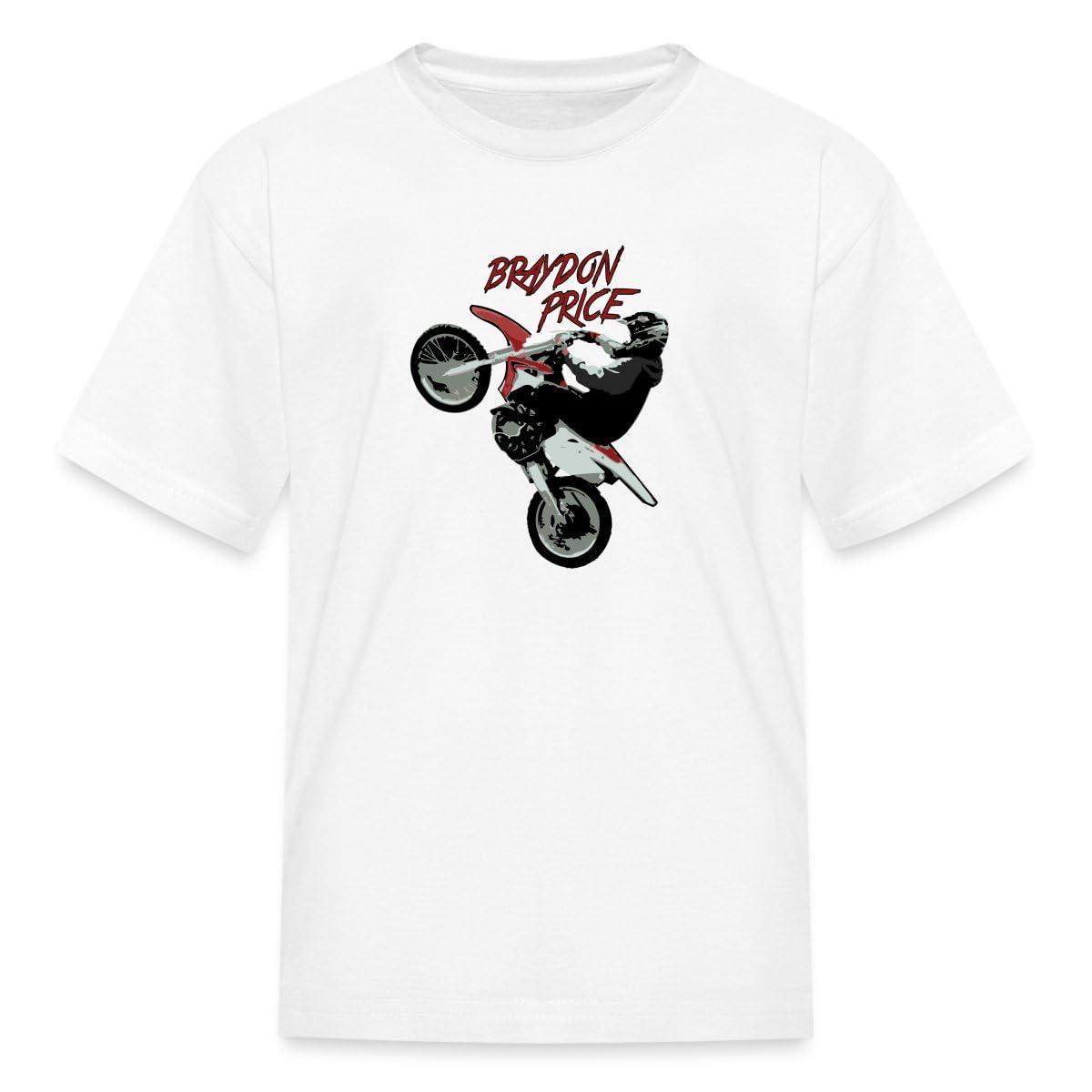 APSRA RETAIL Braydon Price Motocross Kids' T-Shirt Casual T-Shirt Half Sleeve Round Neck Printed Men's t Shirt(_XXL) White