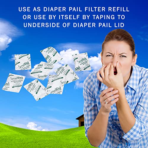 Smellrid Natural Diaper Pail Activated Carbon Odor Eliminator Filters [30 Pack] Compatible With Disposable & Cloth Diaper Pails. Use As Refill Or By Itself To Deodorize & Save. Size: 2.4 X 3.2 Inches #TOP2