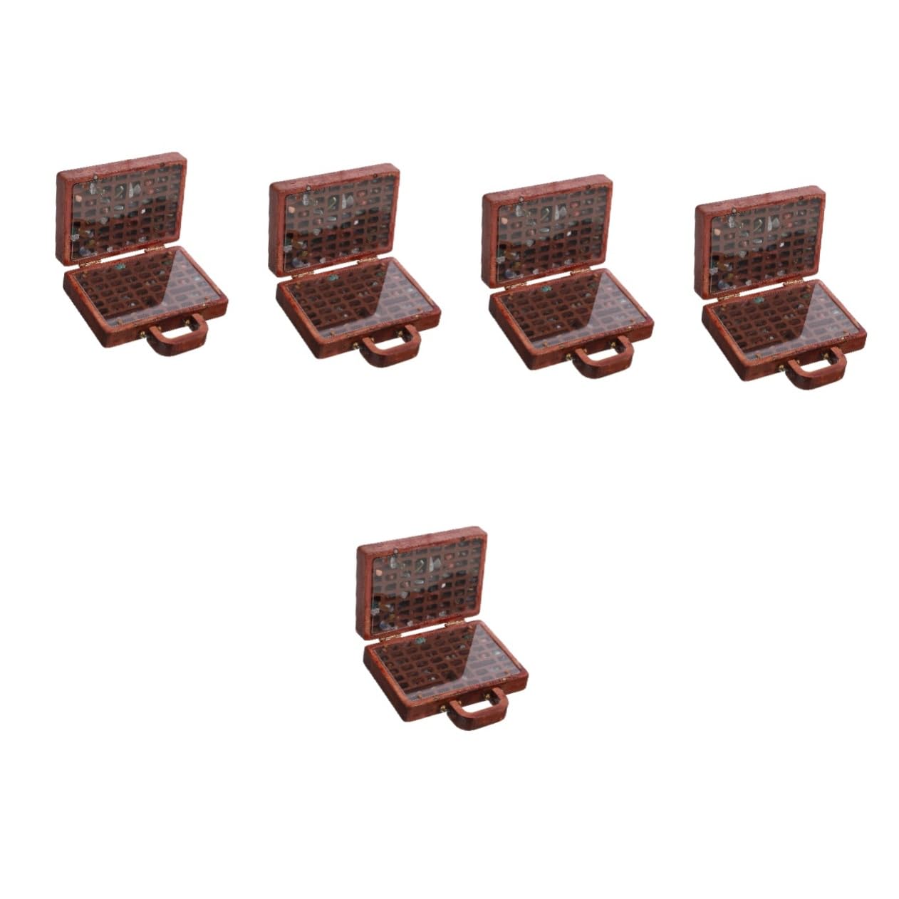 Amosfun Caja De 5 Piezas Caja De Almacenaje Decorativos Compartimientos De Almacenaje Maleta De Minerales Organizador De Rocas Piedra