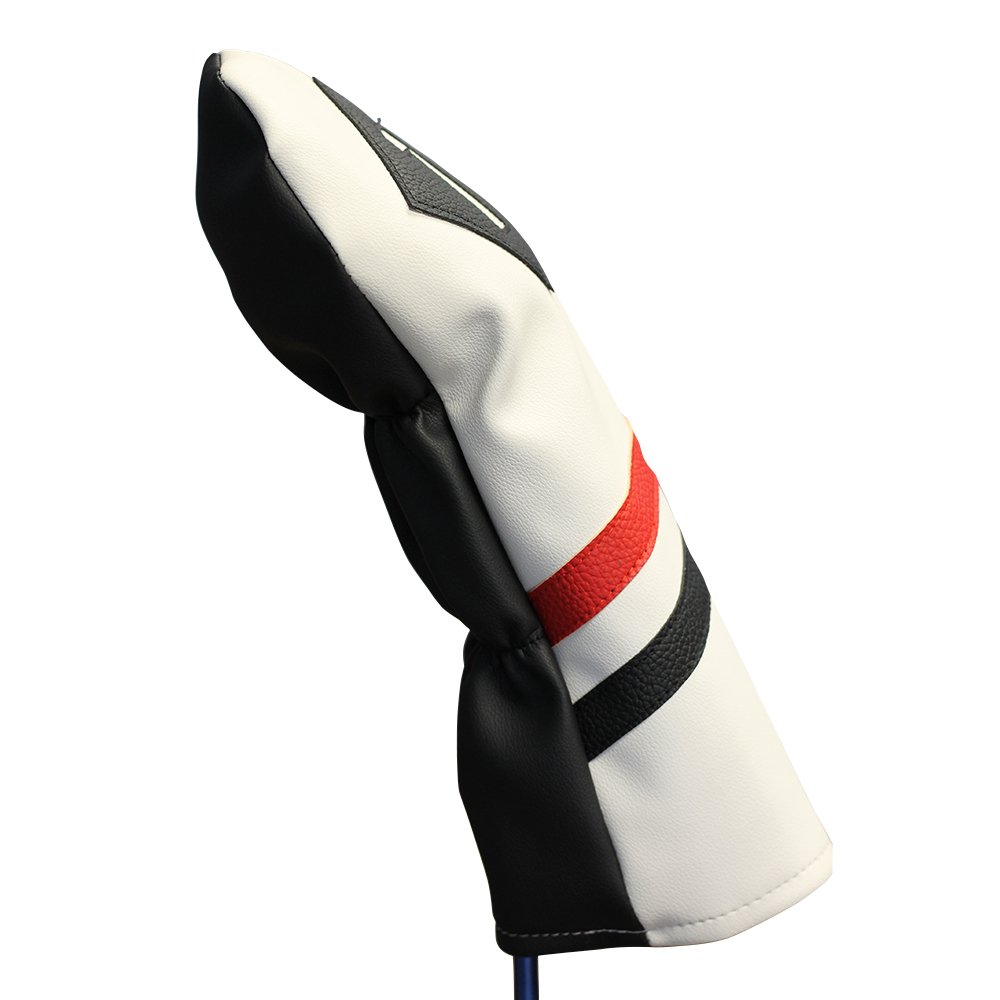 Amazon.co.jp: Majek Retro Golf Headcover White Red and Black