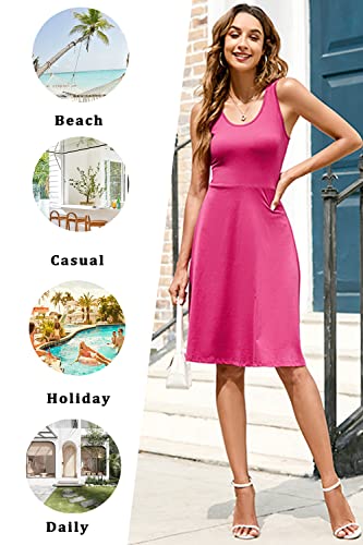 Styleword Women's Sleeveless Casual Cotton Dresses Summer Fit And Flare Midi Dress(Blue02,M) #TOP3