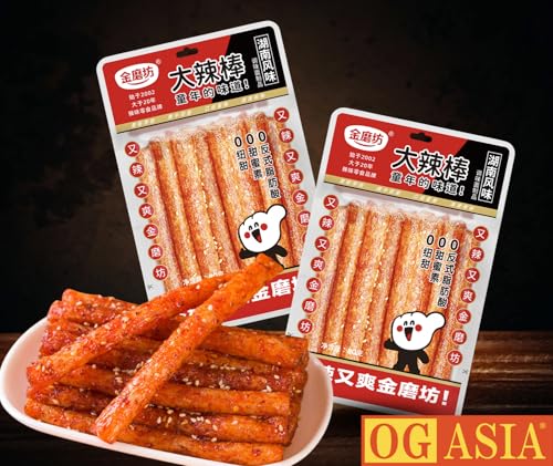 GOLDEN MILL Latiao Big Hot Sticks – Scharfer Veganer Snack auf Weizenbasis – Spicy Streetfood aus Asien - OG ASIA - 80g