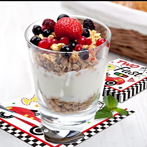 50Pcs Two Fast Birthday Party Napkins Supplies Disposable Race Car 2Nd Birthday Party Napkins Set Tableware Two Years Old Party Baby Shower Decorations Favors For Boys #TOP6