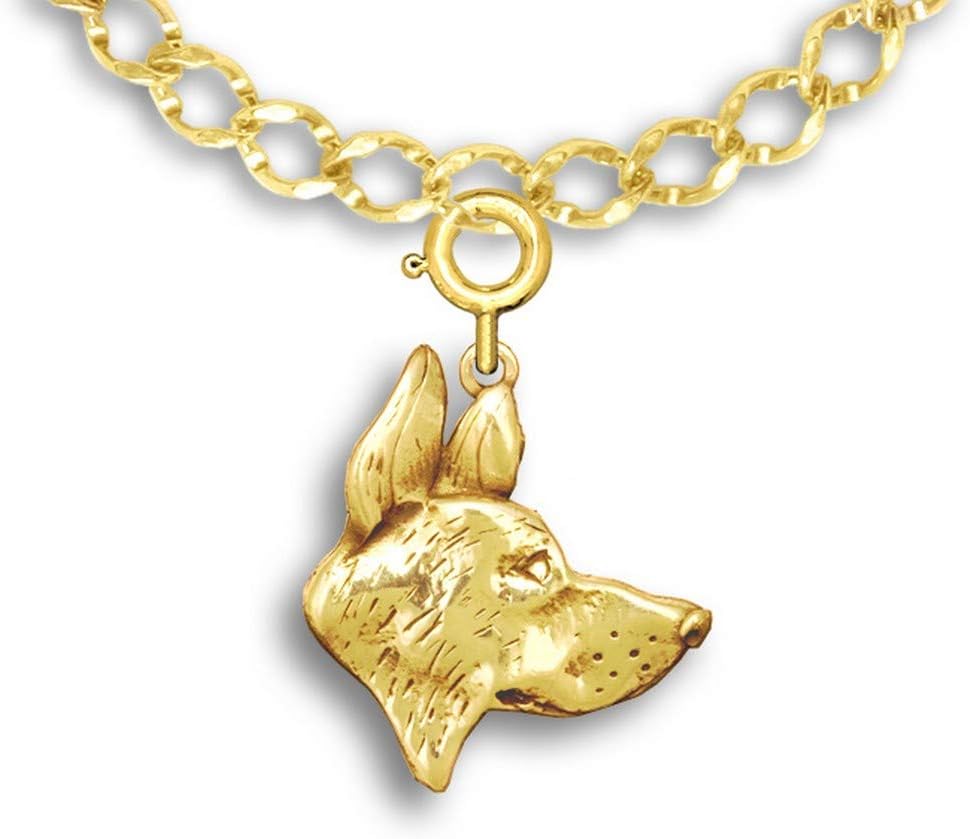 14k Gold German Shepherd Dog Charm for Charm Bracelet - Handcrafted Big Dog Charm for Women