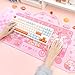 PERFECTSIGHT Cute Cat Desk Pad Kawaii Kitty Claw Machine Desk Mat, Pink Switch Large Gaming Mouse Pad, Funny Deskmat Mousepad, Anime Laptop Keyboard Pad Office Home Decor for Women Girls, Coral