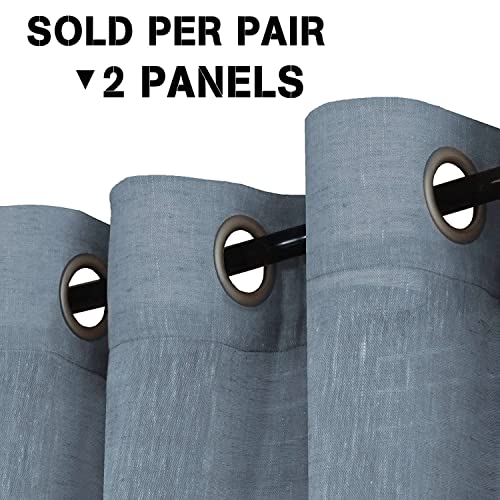 H.versailtex Natural Linen Blended Window Curtain Panels - Light Filtering Linen Sheer Curtains Nickel Grommet For Hall/Parlor/Guest Suite (Set Of 2, 52" W X 96" L - Denim) #TOP1
