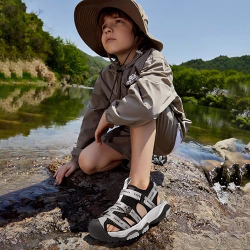 Image of JMFCHI Boys Girls Kids Closed Toe Sports Sandals Summer Water Shoes | Little /Big Kid,Comfortable lightweight,Non-slip soft sole,Hook-and-loop closure,Easy wear,Anti-collision toe,Daily casual