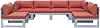 LeisureMod Chelsea Modern Outdoor Patio 6-Piece Conversation Set, Weathered Grey Aluminum with Cushions, Orange