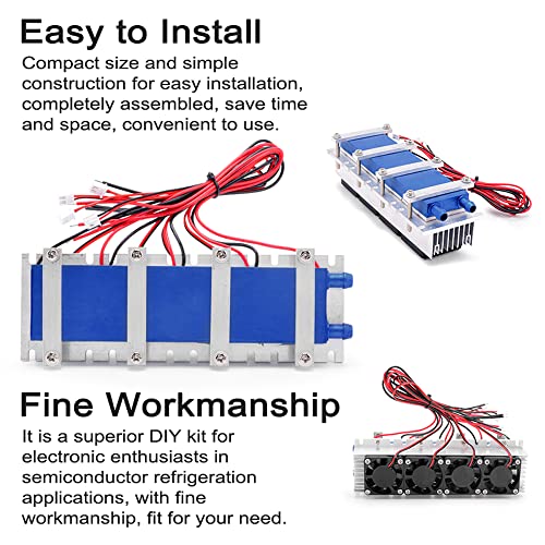 Vislone 288W Thermoelectric Peltier Refrigeration Cooler 12VDC 30A Semiconductor Cooling System DIY Kit for Air Conditioning Fan