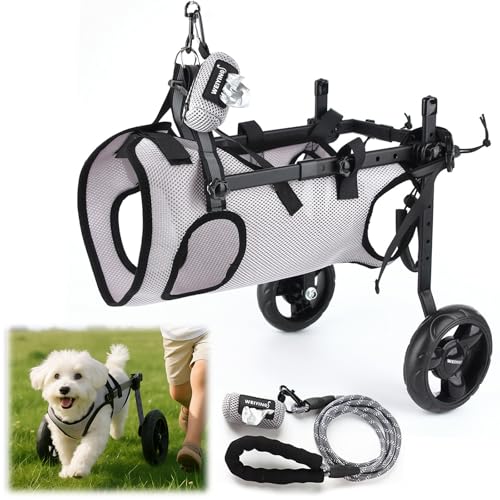 Dog Wheelchair - Dog Wheels for Back Legs, Foldable and Adjustable Two-Wheeled Wheelchair, Lightweight with Protective Vest Mobility Aids, for Large and Medium Dogs