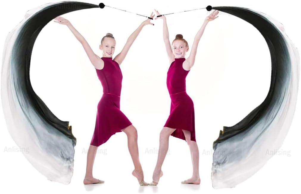 Anlising 2PCS Dance Silk Veil Poi, Belly Dance Colorful Veil Poi, Silk Poi Throwing Balls, Silk Belly Dance Ball, Silk Veil with Poi Ball, Suitable for Dance Performances and Practice