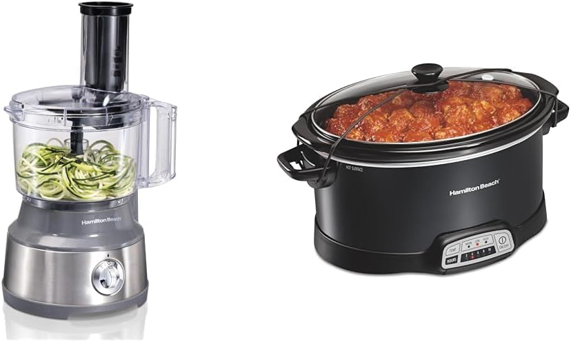 Hamilton Beach Food Processor & Vegetable Chopper & Portable 7 Quart Programmable Slow Cooker with Three Temperature Settings