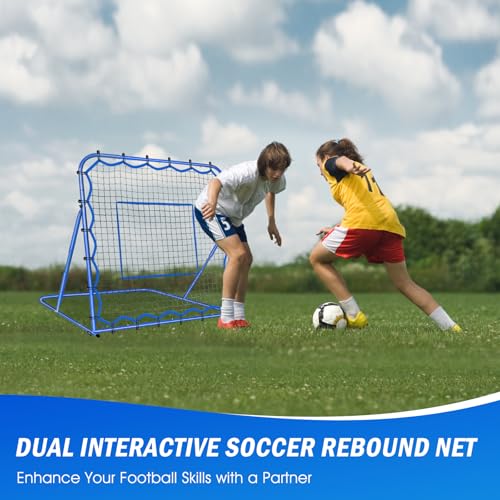 Image of Soccer Baseball Rebounder Soccer Goal Net, Volleyball Rebound Pitchback Net | Quick Switch Angle Soccer Softball Training for Ball Control, Passing, Bounce Back Practice, Easy Setup Lacrosse Soccer Gifts