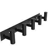 Sturdy Multi-Functional Wall Coat Rack - Hat, Purse & Towel Organizer for Entryway | Bathroom Towel Hanger Organizer and Modern Decor (Matte Black, 1-Pack 5 Hooks)